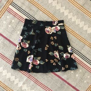Black Floral Mini Skirt